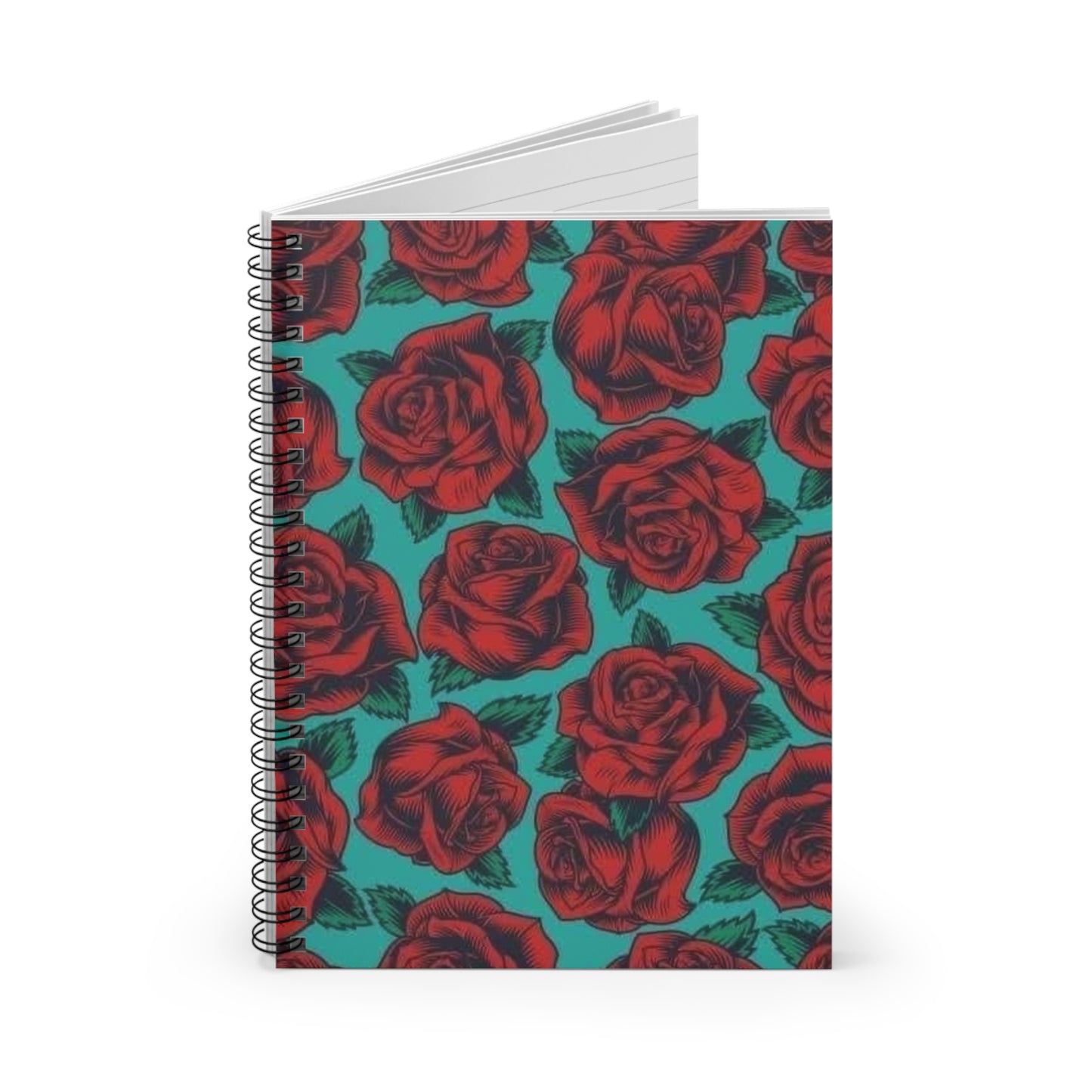 Beautiful Floral Spiral Notebook - Ruled Line, Journal, Diary, Gift for Writers, Stationery, Rose Design
