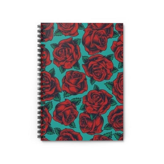 Beautiful Floral Spiral Notebook - Ruled Line, Journal, Diary, Gift for Writers, Stationery, Rose Design
